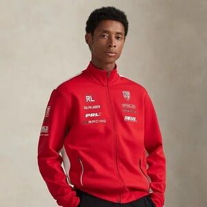 Polo Ralph Lauren Stretch Double-Knit Graphic Track Jacket RL Racing Red Large